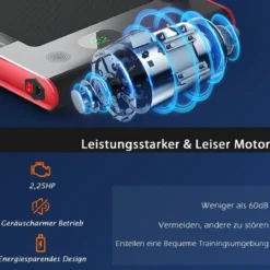 2-in-1 Faltbares Laufband mit APP & Fernbedienung Handyhalter Kompaktes Heim Laufband Rot