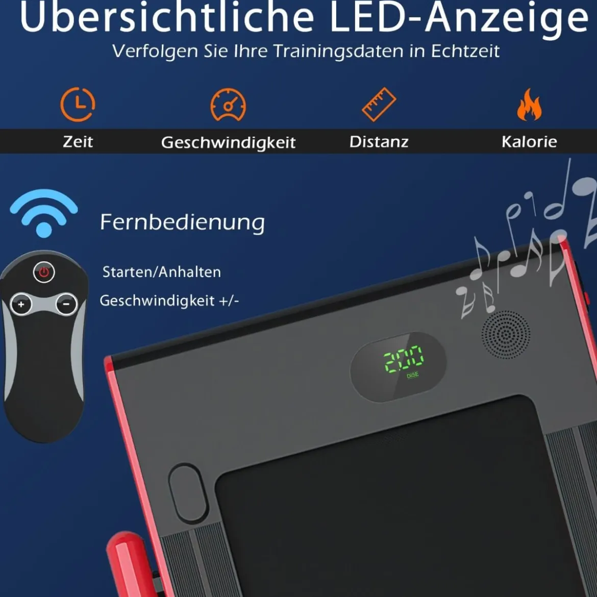 2-in-1 Faltbares Laufband mit APP & Fernbedienung Handyhalter Kompaktes Heim Laufband Rot