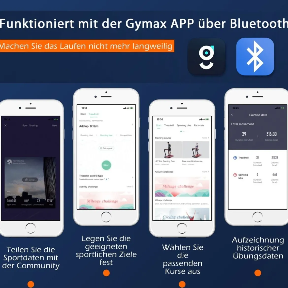 2-in-1 Faltbares Laufband mit APP & Fernbedienung Handyhalter LED-Display und Lautsprecher Gelb
