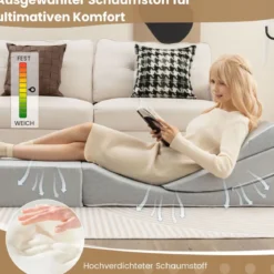 4 in 1 Faltbares Schlafsofa mit Hochdichtem Schwamm & Waschbarem Leinenstoffbezug