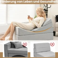 4 in 1 Faltbares Schlafsofa mit Hochdichtem Schwamm & Waschbarem Leinenstoffbezug