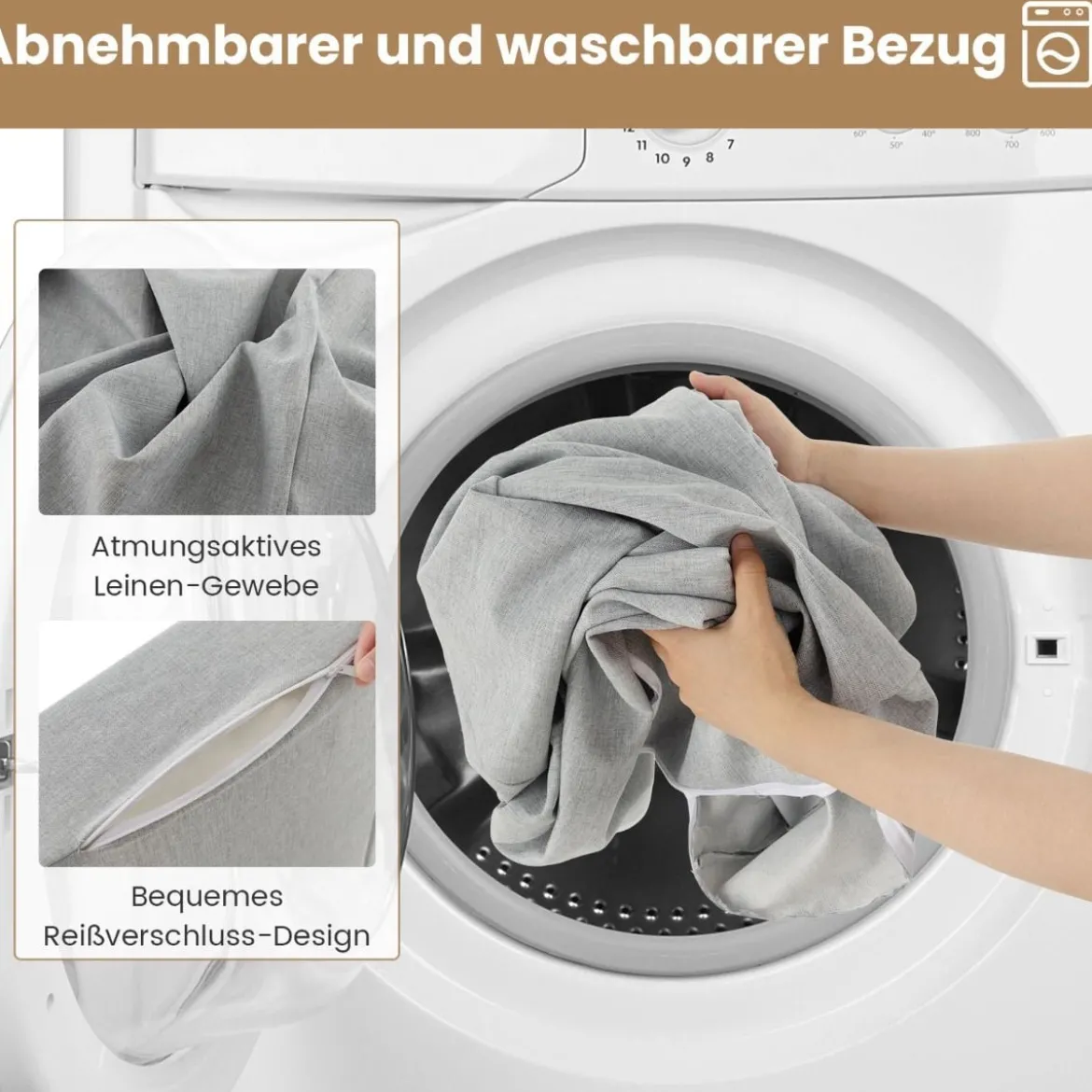 4 in 1 Faltbares Schlafsofa mit Hochdichtem Schwamm & Waschbarem Leinenstoffbezug