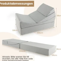 4 in 1 Faltbares Schlafsofa mit Hochdichtem Schwamm & Waschbarem Leinenstoffbezug