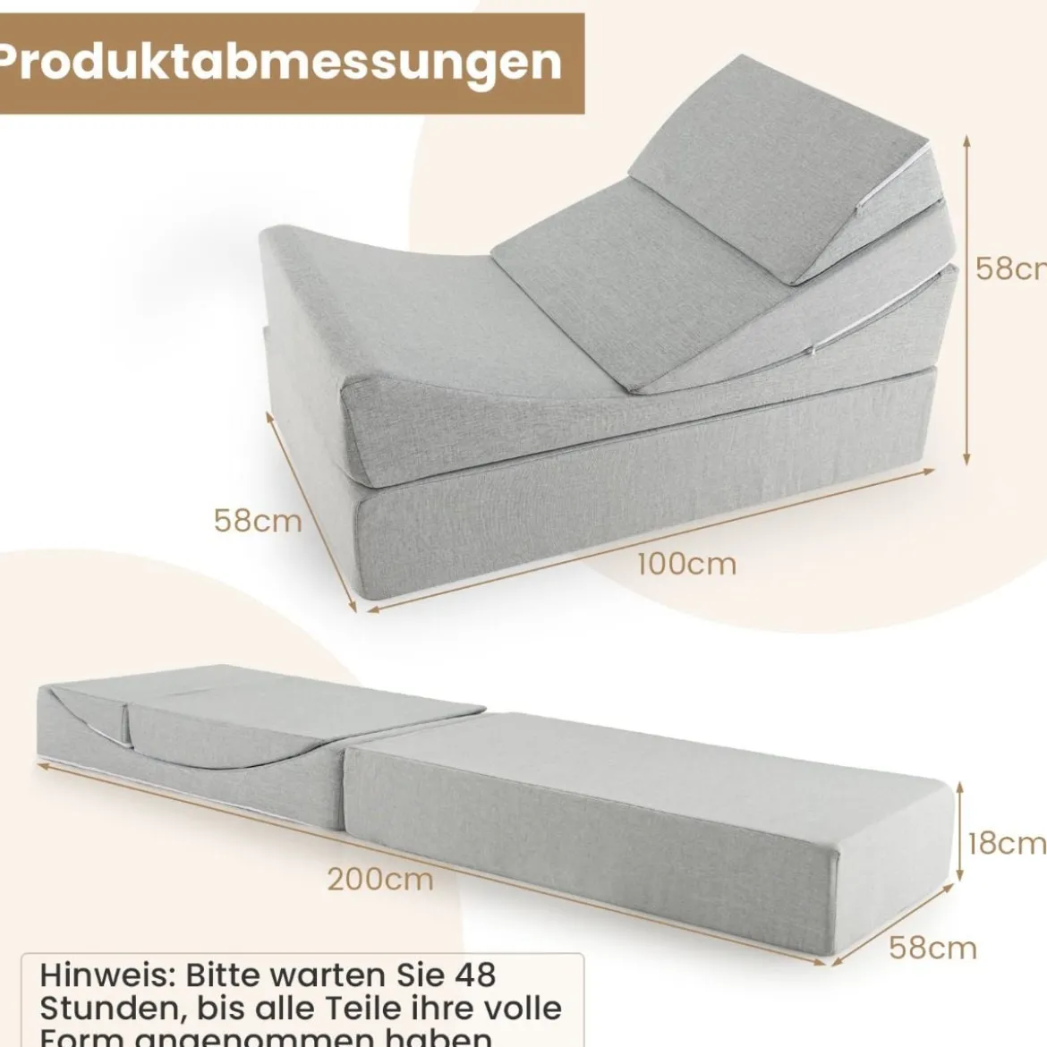 4 in 1 Faltbares Schlafsofa mit Hochdichtem Schwamm & Waschbarem Leinenstoffbezug