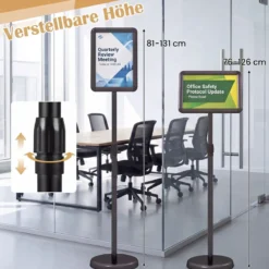 Infoständer A4 81–131 cm Höhenverstellbarer Menükartenhalter Drehbar Plakatständer mit Sockel