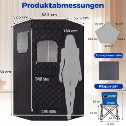 Infrarotsauna Klappbar Saunazelt mit Carbonfaser-Heizung Heimsauna mit Fernbedienung
