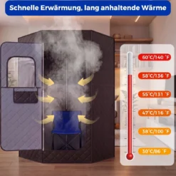Infrarotsauna Klappbar Saunazelt mit Carbonfaser-Heizung Heimsauna mit Fernbedienung