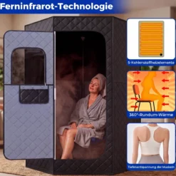 Infrarotsauna Klappbar Saunazelt mit Carbonfaser-Heizung Heimsauna mit Fernbedienung
