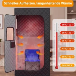 Infrarot Sauna mit 6-stufiger Temperaturregelung Fernbedienung & 9 Timerstufen 90 x 90 x 180 cm