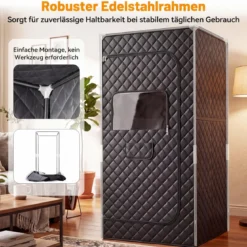 Infrarot Sauna mit 6-stufiger Temperaturregelung Fernbedienung & 9 Timerstufen 90 x 90 x 180 cm