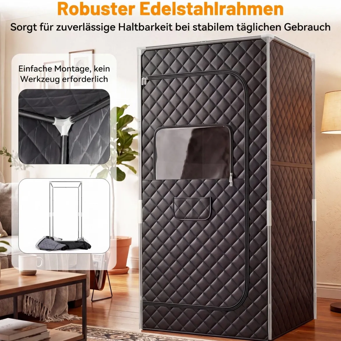 Infrarot Sauna mit 6-stufiger Temperaturregelung Fernbedienung & 9 Timerstufen 90 x 90 x 180 cm