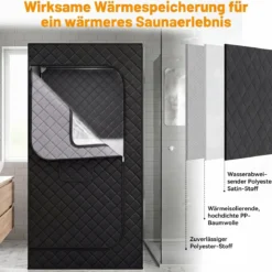 Infrarot Sauna mit 6-stufiger Temperaturregelung Fernbedienung & 9 Timerstufen 90 x 90 x 180 cm