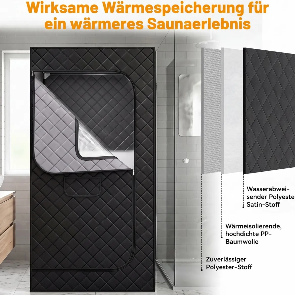 Infrarot Sauna mit 6-stufiger Temperaturregelung Fernbedienung & 9 Timerstufen 90 x 90 x 180 cm
