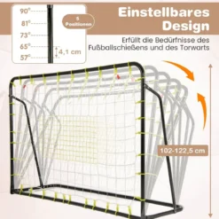 2 in 1 Fußballtor & Rebounder Fussballtore 187 x 60 x 102-122,5 cm Kinder Fußballtor-Set höhenverstellbar Schwarz