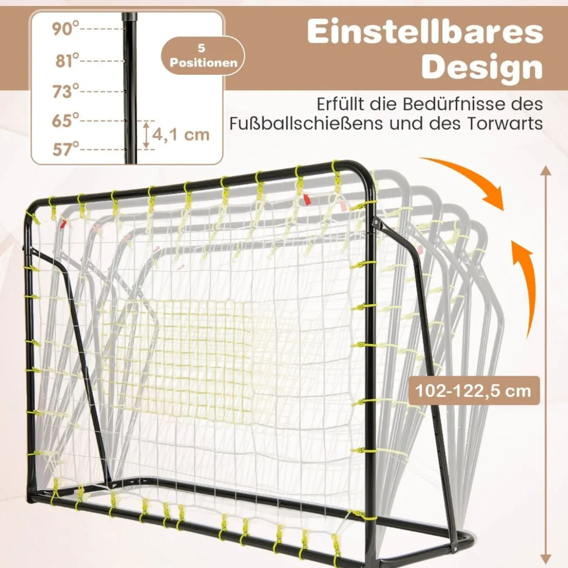2 in 1 Fußballtor & Rebounder Fussballtore 187 x 60 x 102-122,5 cm Kinder Fußballtor-Set höhenverstellbar Schwarz