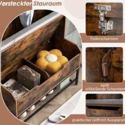 4 in 1 Garderobe mit Sitzbank & Schuhschrank & 3 Haken Garderobenständer Kleiderständer