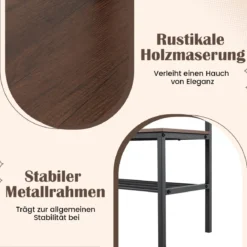 3-in-1 Garderobenständer mit Haken Schuhbank und Regal 60 × 30 × 166 cm Rustikalbraun
