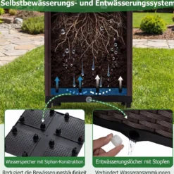 2 in 1 Gartenbogen 230 cm Rosenbogen mit 2 Selbstbewässerungs-Pflanzkästen