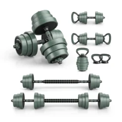 4 in 1 Hanteln Set 20 kg Verstellbares Hantelset inkl. Kunzhantel & Langhantel & Kettlebells