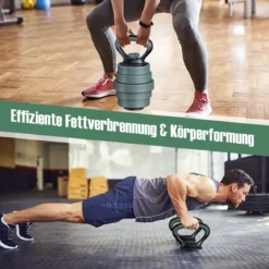 4 in 1 Hanteln Set 20 kg Verstellbares Hantelset inkl. Kunzhantel & Langhantel & Kettlebells