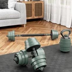 4 in 1 Hanteln Set 20 kg Verstellbares Hantelset inkl. Kunzhantel & Langhantel & Kettlebells
