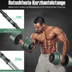 4 in 1 Hanteln Set 20 kg Verstellbares Hantelset inkl. Kunzhantel & Langhantel & Kettlebells