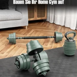 4 in 1 Hanteln Set 20 kg Verstellbares Hantelset inkl. Kunzhantel & Langhantel & Kettlebells
