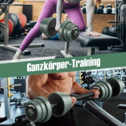 4 in 1 Hanteln Set 20 kg Verstellbares Hantelset inkl. Kunzhantel & Langhantel & Kettlebells