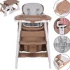 3 in 1 Hochstuhl & Babystuhl & Sitzgruppe mit in 3 Positionen Anpassbarem Essenstablett