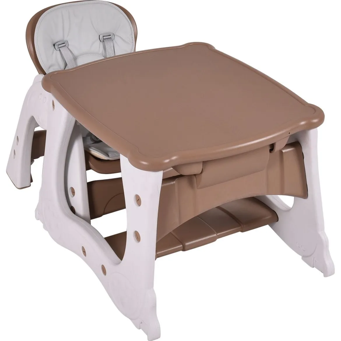3 in 1 Hochstuhl & Babystuhl & Sitzgruppe mit in 3 Positionen Anpassbarem Essenstablett