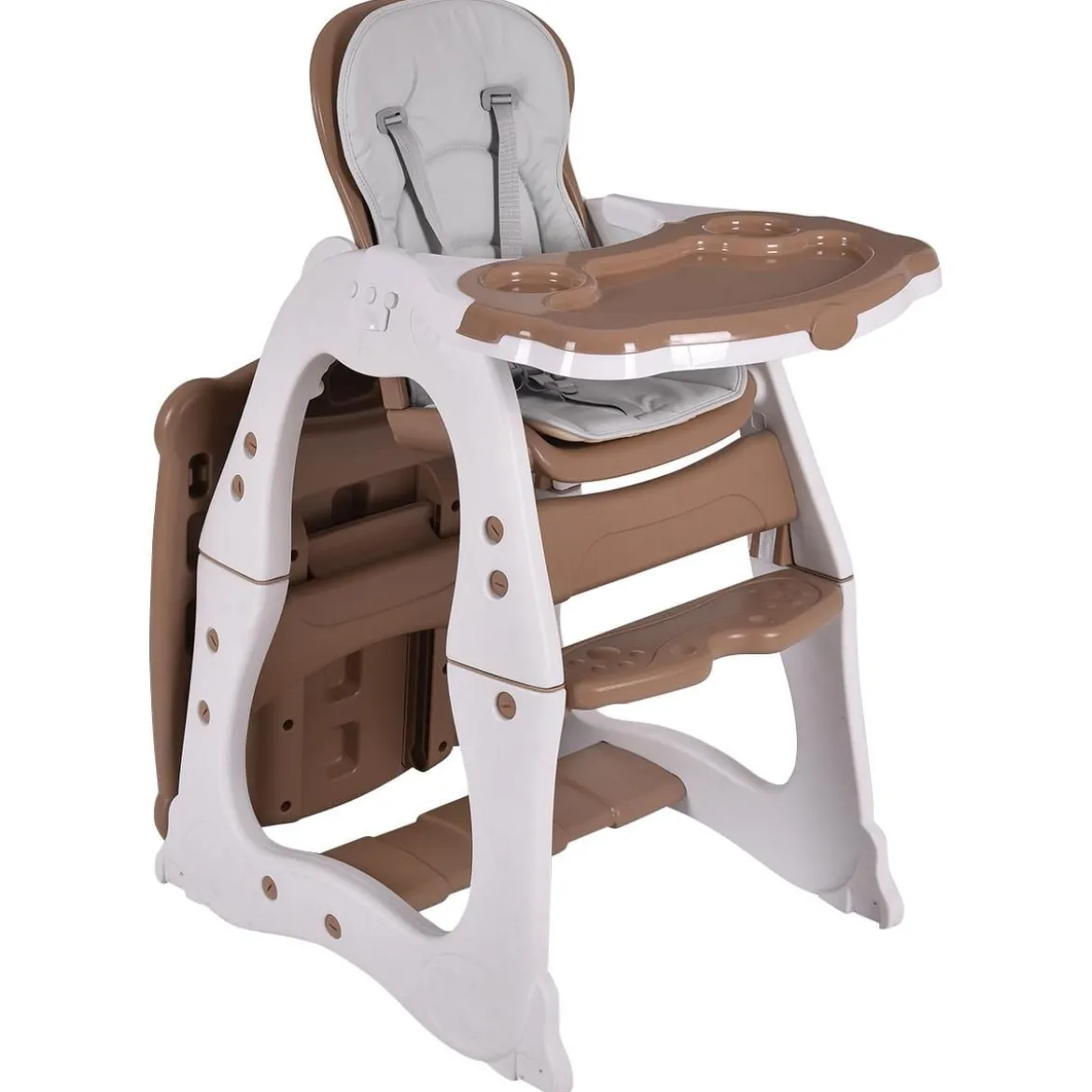 3 in 1 Hochstuhl & Babystuhl & Sitzgruppe mit in 3 Positionen Anpassbarem Essenstablett