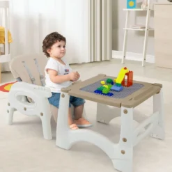 6 in 1 Hochstuhl mit Lerntisch & Abnehmbarem Doppeltablett & Sicherheitsgurt Beige