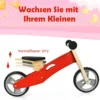 2-in-1 Holz-Balance-Bike und Dreirad Kleinkind Fahrrad ohne Pedale mit verstellbarem Sitz Rot + Natur