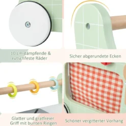 6 in 1 Holz Lauflernhilfe mit Spielküche & Lernuhr & Formanpassung & Lauflernwagen