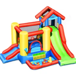 7-in-1 Hüpfburg Aufblasbare Springburg mit Rutsche 30 Bällen 360 x 300 x 235cm