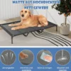 2 in 1 Hundehütte & erhöhtes Hundebett Hundeliege Outdoor Haustierhaus mit atmungsaktivem Netzgewebe Grau
