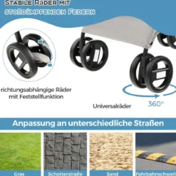 3 in 1 Hundewagen Hundebuggy klappbar bis 15 kg Haustierwagen mit Netzfenstern Blau