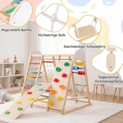 8 in 1 Indoor Klettergerüst aus Holz für Kinder ab 3 Jahren Klappbares Kletterspielzeug Set Bunt
