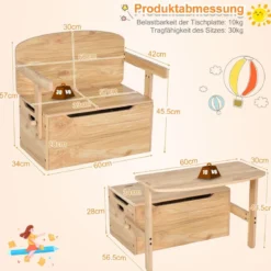 3 in 1 Kinder-Aktivitätstisch Set mit Schreibtisch & Sitzbank & Aufbewahrungsbox für Kindergarten