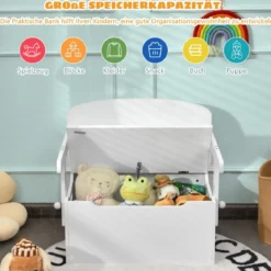 3 in 1 Kinder-Aktivitätstisch Set mit Schreibtisch & Sitzbank & Aufbewahrungsbox für Kindergarten Weiß