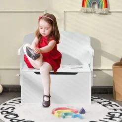 3 in 1 Kinder-Aktivitätstisch Set mit Schreibtisch & Sitzbank & Aufbewahrungsbox für Kindergarten Weiß