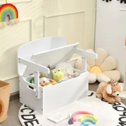 3 in 1 Kinder-Aktivitätstisch Set mit Schreibtisch & Sitzbank & Aufbewahrungsbox für Kindergarten Weiß