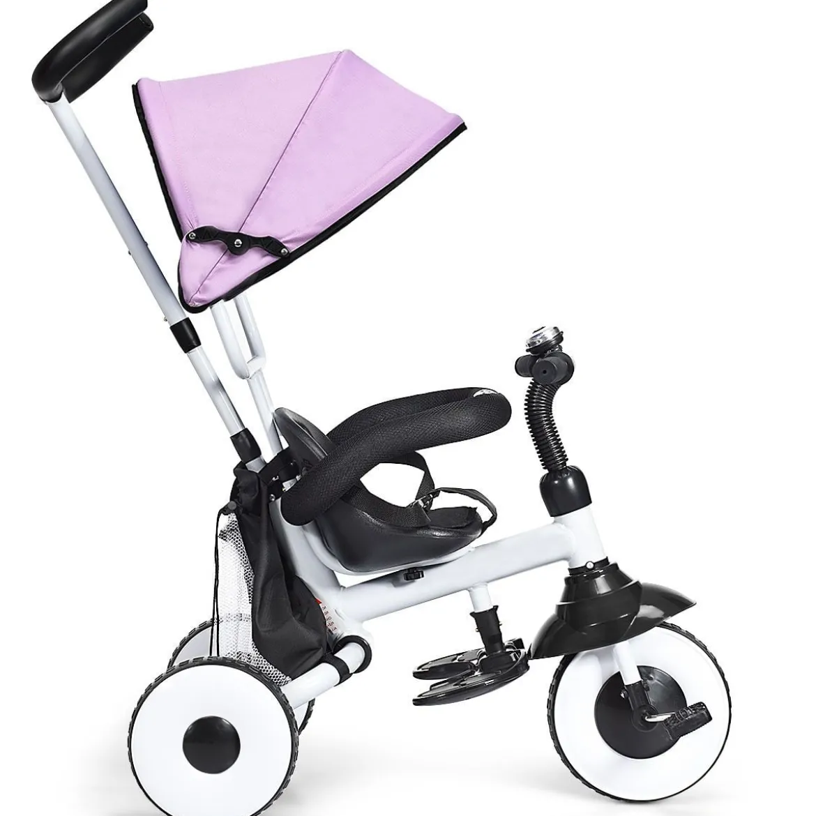 4-in-1 Kinderdreirad Klappbar Baby-Dreirad 3 Räder Fahrrad mit Markise Rosa
