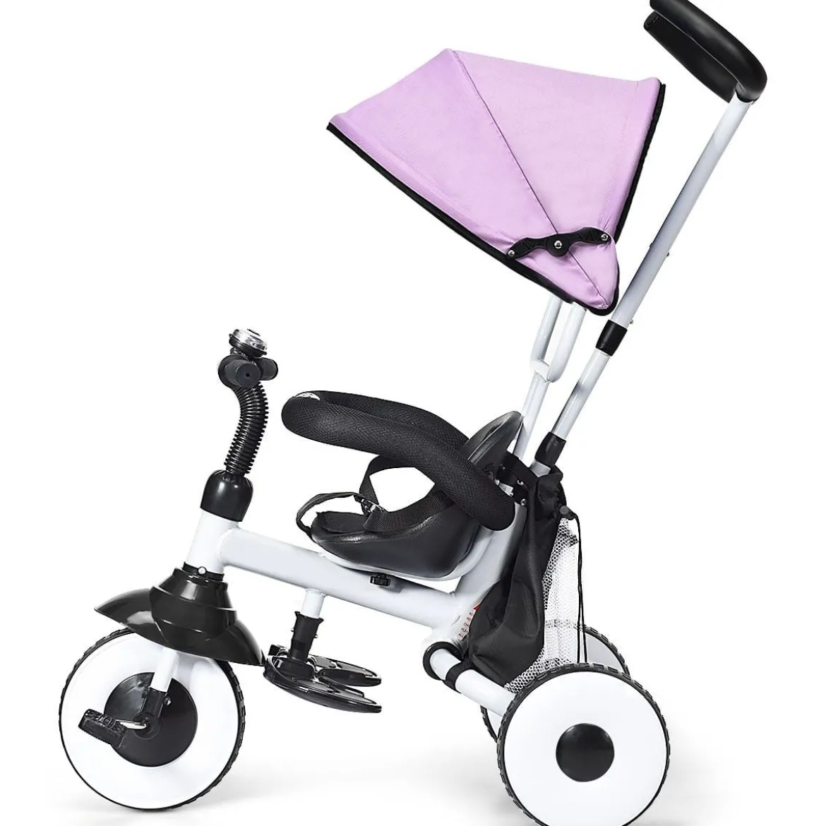 4-in-1 Kinderdreirad Klappbar Baby-Dreirad 3 Räder Fahrrad mit Markise Rosa