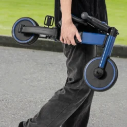 4-in-1 Kinder-Dreirad Lauflernwagen mit verstellbarem Schiebegriff & abnehmbaren Pedalen Blau