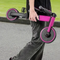 4-in-1 Kinder-Dreirad Lauflernwagen mit verstellbarem Schiebegriff & abnehmbaren Pedalen Rosa
