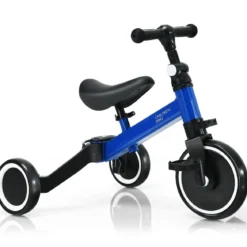 3 in 1 Kinder Dreirad & Laufrad & Balance Bike mit verstellbarem Sitz & Lenker Blau