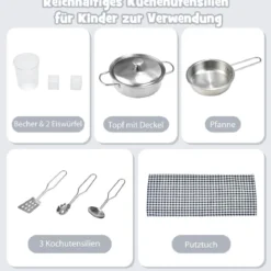 2 in 1 Kinderküche aus Holz Doppelseitige Spielküche für Kinder ab 3 Jahren