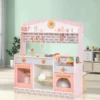 2 in 1 Kinderküche mit Herd & Backofen & Grill & Verstellbarem Baldachin Doppelseitige Spielküche