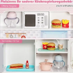 2-in-1-Kinderküchen-Spielset und Puppenhaus aus Holz mit realistischem Sound und Licht